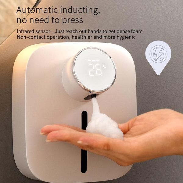 liquid soap dispenser wall-mountable intelligent indction foam led room temperature display sterilized wash bathroom accessories
liquid soap dispenser wall-mountable intelligent indction foam led room temperature display sterilized wash bathroom accessories