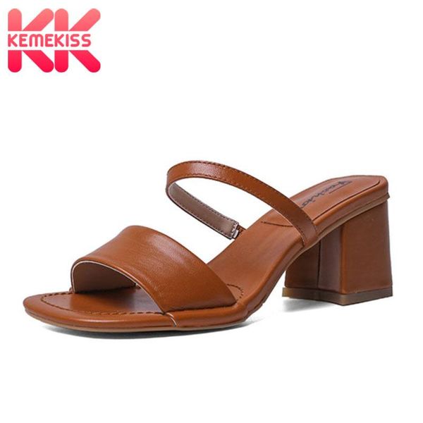 kemekiss fashion women sandals shoes square heels real leather solid slippers ladies' slip on footwear size 33-40, Black
kemekiss fashion women sandals shoes square heels real leather solid slippers ladies' slip on footwear size 33-40, Black
