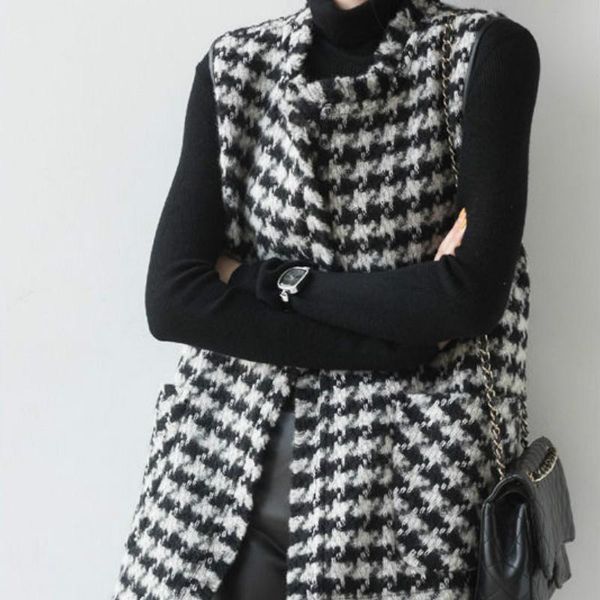 women's vests s- women vest autumn spring thin loose waistcoat plaid female fashion sleevess cardigan outwear o-neck check tweed, Black;white
women's vests s- women vest autumn spring thin loose waistcoat plaid female fashion sleevess cardigan outwear o-neck check tweed, Black;white