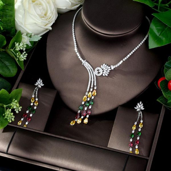 earrings & necklace hibride beautiful cz bridal and set water drop design multicolor women bruids sieraden sets n-1085, Silver
earrings & necklace hibride beautiful cz bridal and set water drop design multicolor women bruids sieraden sets n-1085, Silver