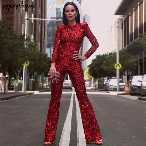 women red sequin jumpsuit o-neck long sleeve belt bodycon elegant club party flare 210524, Black;white
women red sequin jumpsuit o-neck long sleeve belt bodycon elegant club party flare 210524, Black;white