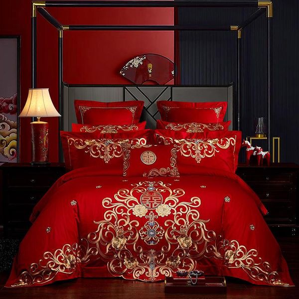 bedding sets chinese style gold embroidery red set cotton solid color princess wedding quilt/duvet cover bed sheet linen pillowcases
bedding sets chinese style gold embroidery red set cotton solid color princess wedding quilt/duvet cover bed sheet linen pillowcases