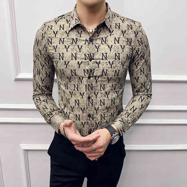 british style men shirt designer letter print casual slim fit long sleeve blouse homme streetwear social formal tuxedo shirts 210410, White;black
british style men shirt designer letter print casual slim fit long sleeve blouse homme streetwear social formal tuxedo shirts 210410, White;black