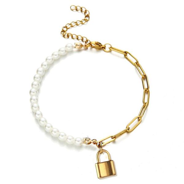 stainless steel paper clip link chain simulated pearl lock bracelet for women girls padlock charm bracelets jewelry, Golden;silver
stainless steel paper clip link chain simulated pearl lock bracelet for women girls padlock charm bracelets jewelry, Golden;silver