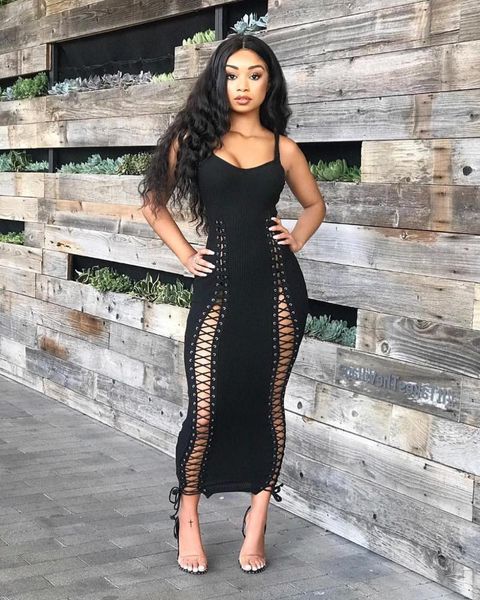 casual dresses 2021 summer sling dress hollow slim stitching tight sleeveless, Black;gray
casual dresses 2021 summer sling dress hollow slim stitching tight sleeveless, Black;gray