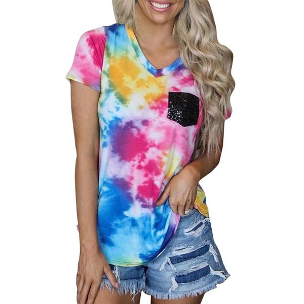 women's t-shirt 2021 women casual tie-dye summer sequin pocket patchwork o-neck short sleeve t-shirts female camisetas mujer, White
women's t-shirt 2021 women casual tie-dye summer sequin pocket patchwork o-neck short sleeve t-shirts female camisetas mujer, White