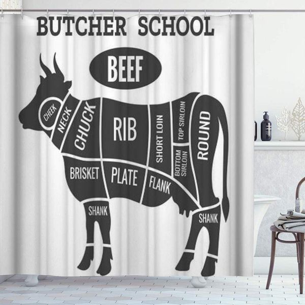 shower curtain set with 12 hooks,cow butcher diagram cutting beef meat steak cuts chart colorful funny,machine washable,72" x
shower curtain set with 12 hooks,cow butcher diagram cutting beef meat steak cuts chart colorful funny,machine washable,72" x