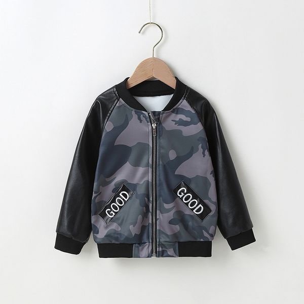 spring and autumn leather jacket for boys, White
