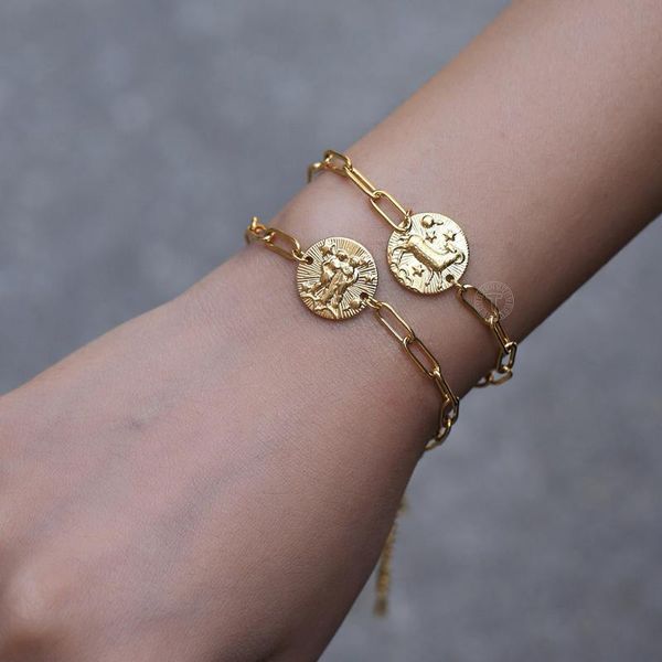 charm bracelets 12 constellations coin bracelet for women girl zodiac sign stainless steel paperclip link embossed jewelry ddb334, Golden;silver
charm bracelets 12 constellations coin bracelet for women girl zodiac sign stainless steel paperclip link embossed jewelry ddb334, Golden;silver