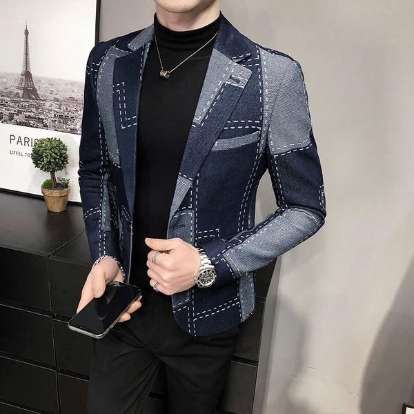 men's suits & blazers 2021 spring autumn men slim fit british plaid formal suit jacket party wedding business casual male coat, White;black
men's suits & blazers 2021 spring autumn men slim fit british plaid formal suit jacket party wedding business casual male coat, White;black