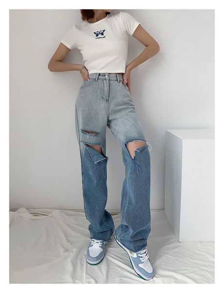 women's jeans 2021 summer casual women high waist gradient ramp hollow out pockets street wear wide leg trousers suitable daily life, Blue
women's jeans 2021 summer casual women high waist gradient ramp hollow out pockets street wear wide leg trousers suitable daily life, Blue