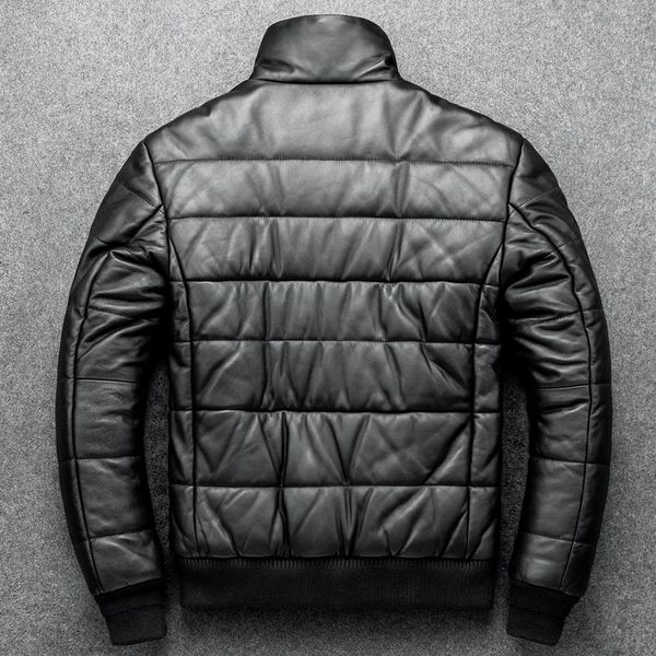 classic sheepskin jacket layer down cotton winter warm coat stand collar real leather mens slim and thickened clothing, Black
classic sheepskin jacket layer down cotton winter warm coat stand collar real leather mens slim and thickened clothing, Black