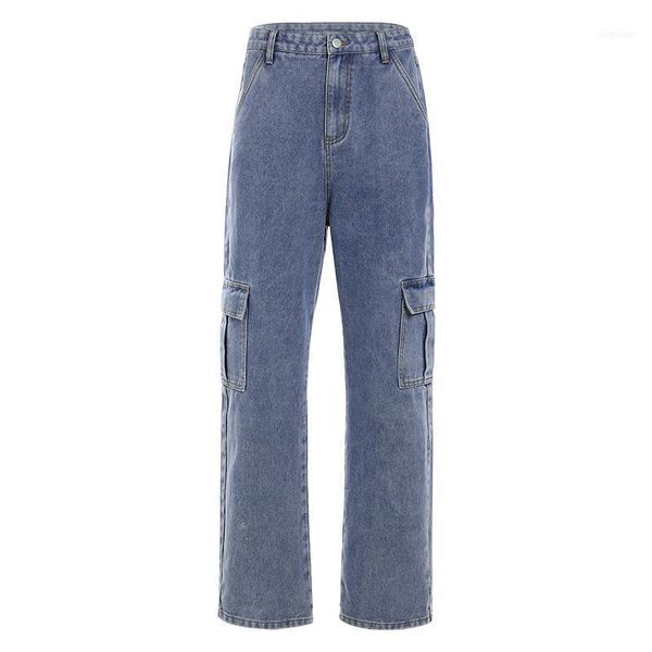 women's jeans pockets patchwork high waist women streetwear straight jean femme blue 100% cotton cargo pants1
women's jeans pockets patchwork high waist women streetwear straight jean femme blue 100% cotton cargo pants1