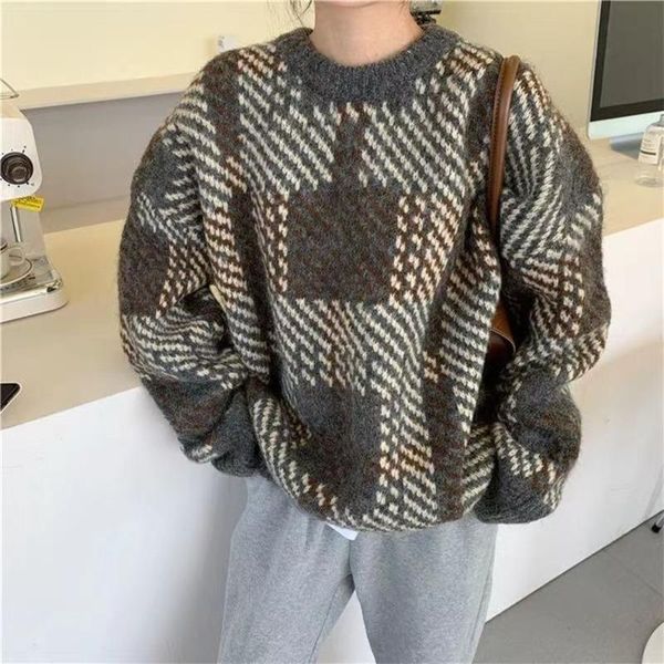 women's sweaters vintage loose multi-color stitching sweater casual striped long sleeve women 2021 o-neck thick warm, White;black
women's sweaters vintage loose multi-color stitching sweater casual striped long sleeve women 2021 o-neck thick warm, White;black