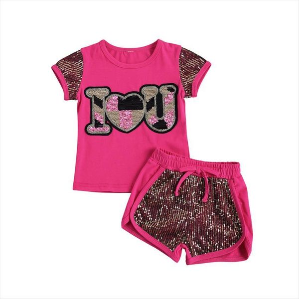 summer toddler kid baby girls 2pcs clothes sets short sleeve sequins letter print t shirts shorts outfits, White
summer toddler kid baby girls 2pcs clothes sets short sleeve sequins letter print t shirts shorts outfits, White