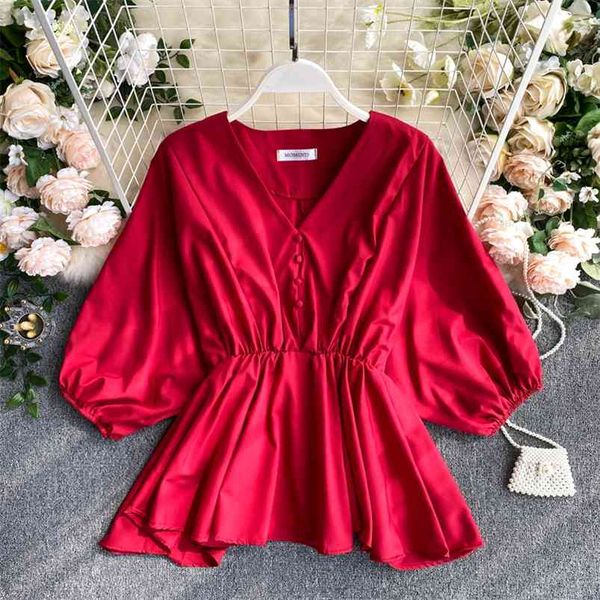 summer women's blouse korean style the v-neck puff sleeve stretch solid color ruffled all-match chiffon female gx148 210507, White
summer women's blouse korean style the v-neck puff sleeve stretch solid color ruffled all-match chiffon female gx148 210507, White