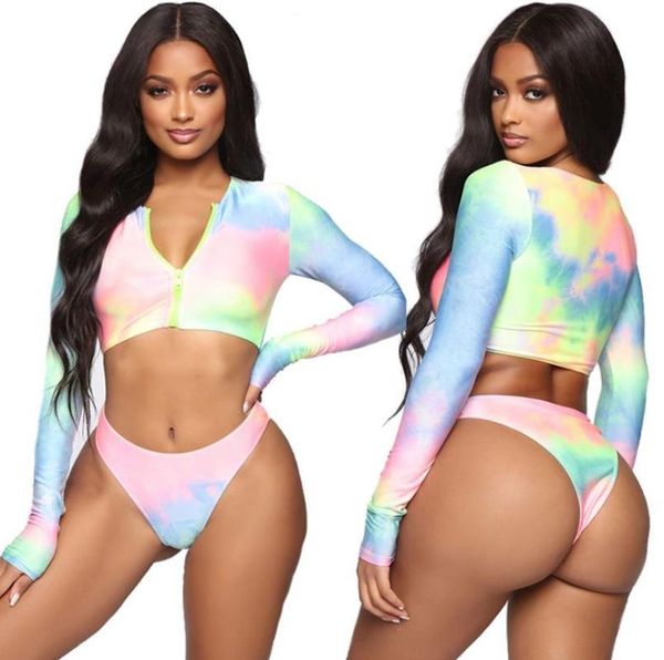women's swimwear summer swimwears swimsuit set tie-dye long sleeve zipper and panty two-piece suit for vacation swimming beach, White;black
women's swimwear summer swimwears swimsuit set tie-dye long sleeve zipper and panty two-piece suit for vacation swimming beach, White;black