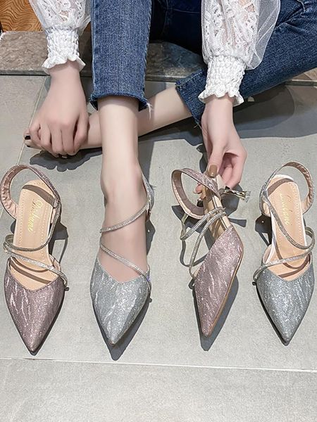 sandals one word buckle pointed toe stilettos ladies summer mid-heel set foot temperament high heels large size., Black
sandals one word buckle pointed toe stilettos ladies summer mid-heel set foot temperament high heels large size., Black