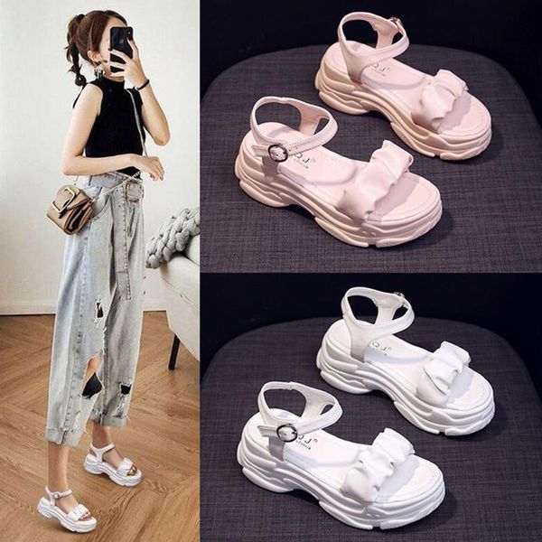sandals ladies summer fashion word buckle solid color simple slope with elegant high-heeled roman shoes., Black
sandals ladies summer fashion word buckle solid color simple slope with elegant high-heeled roman shoes., Black