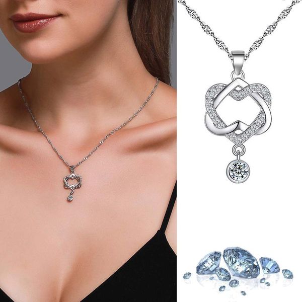 pendant necklaces ladies accessories fashion couple double hearts winding connected necklace clavicle jewelry special offer, Silver
pendant necklaces ladies accessories fashion couple double hearts winding connected necklace clavicle jewelry special offer, Silver