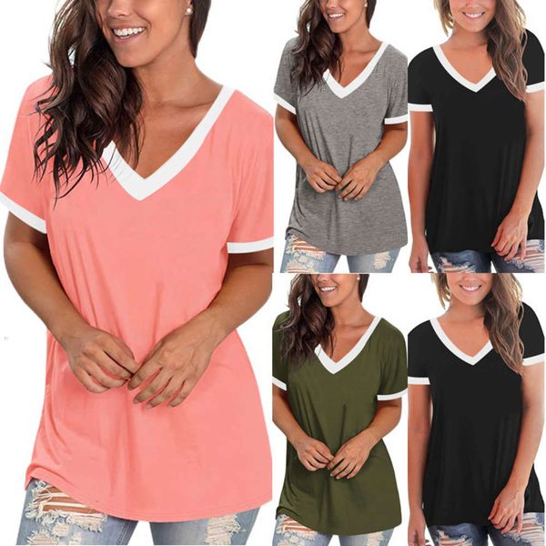 women's t-shirt wenyu short sleeve 2021 summer fashion v-neck pullover color matching female nfix, White
women's t-shirt wenyu short sleeve 2021 summer fashion v-neck pullover color matching female nfix, White