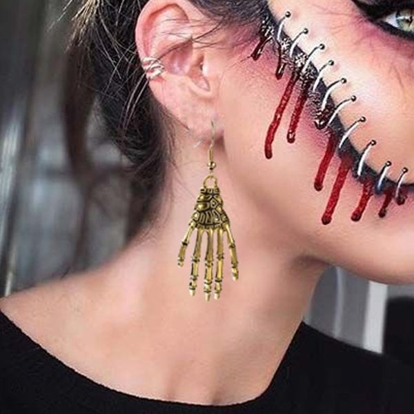 halloween skull hand bone charm earrings for women retro party jewelry holiday gifts, Golden
halloween skull hand bone charm earrings for women retro party jewelry holiday gifts, Golden