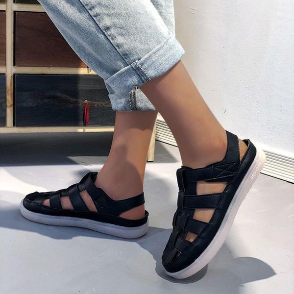 sandals thick bottom solid women's sandal scross weave casual breathable hook&loop sole toe flat zapatos de mujer 52h6, Black
sandals thick bottom solid women's sandal scross weave casual breathable hook&loop sole toe flat zapatos de mujer 52h6, Black