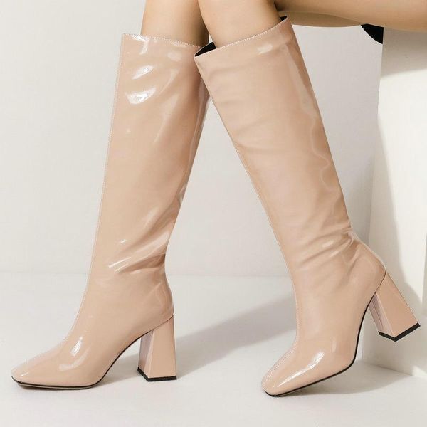 boots patent leather black red nude knee high for women winter square toe female dress long heels woman
boots patent leather black red nude knee high for women winter square toe female dress long heels woman