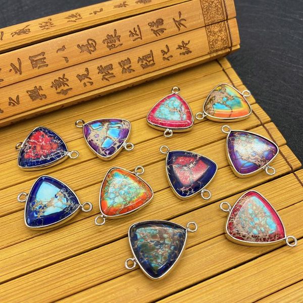charms natural stone pendant turquoise triangle color double hole metal edging diy making charm jewelry necklace birthday holiday gift, Bronze;silver
charms natural stone pendant turquoise triangle color double hole metal edging diy making charm jewelry necklace birthday holiday gift, Bronze;silver