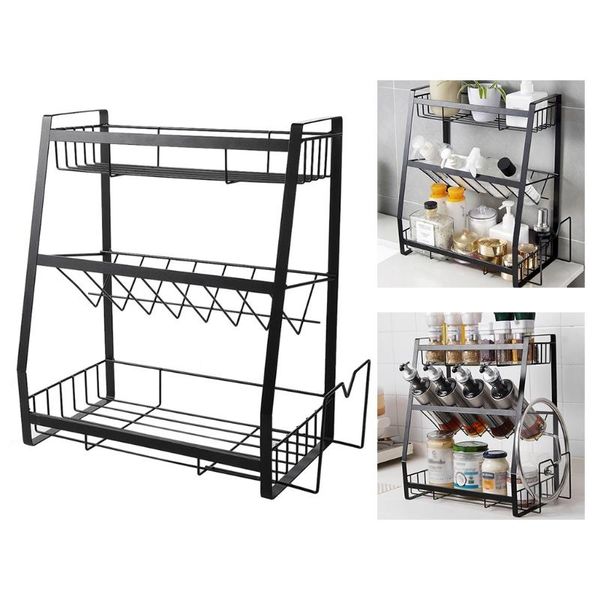 hooks & rails 2021 3 tiers iron table organizer, three-layer spice rack kitchen supplies for fruits seasoning jars bottles storage
hooks & rails 2021 3 tiers iron table organizer, three-layer spice rack kitchen supplies for fruits seasoning jars bottles storage