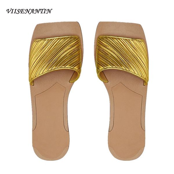 slippers 2021 summer square head retro open toe flat golden wild wear sandals women gold wrinkle lazy mules flipflops, Black
slippers 2021 summer square head retro open toe flat golden wild wear sandals women gold wrinkle lazy mules flipflops, Black