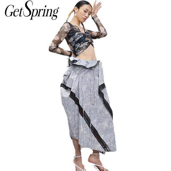 getspring women skirt lace patchwork irregular pleated long s drawstring high waist s fashion asymmetrical 210601, Black
getspring women skirt lace patchwork irregular pleated long s drawstring high waist s fashion asymmetrical 210601, Black