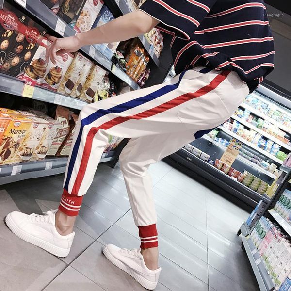 men's korean fashion slim fit stripes printing casual pants leisure trousers active elastic joggers, Black
men's korean fashion slim fit stripes printing casual pants leisure trousers active elastic joggers, Black