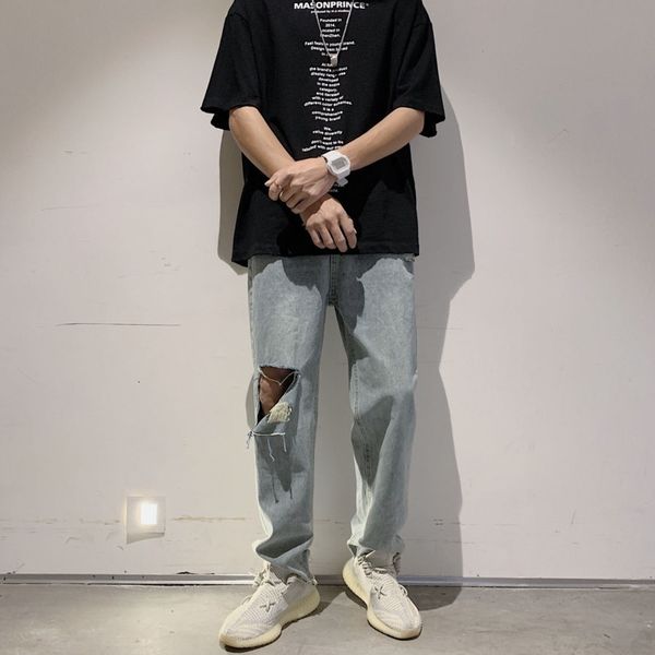 men's jeans summer ripped fashion blue casual wide-leg men streetwear loose hip-hop hole straight denim trousers mens a2ma
men's jeans summer ripped fashion blue casual wide-leg men streetwear loose hip-hop hole straight denim trousers mens a2ma