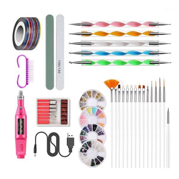 nail art tool kit electric drill machine brushes set dotting pens striping tape sticker decors file1
nail art tool kit electric drill machine brushes set dotting pens striping tape sticker decors file1