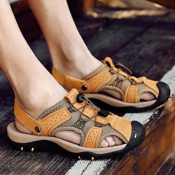 sandals men genuine leather casual shoes outdoor men's roman breathable beach sandalias de hombre cuero big size 47, Black
sandals men genuine leather casual shoes outdoor men's roman breathable beach sandalias de hombre cuero big size 47, Black