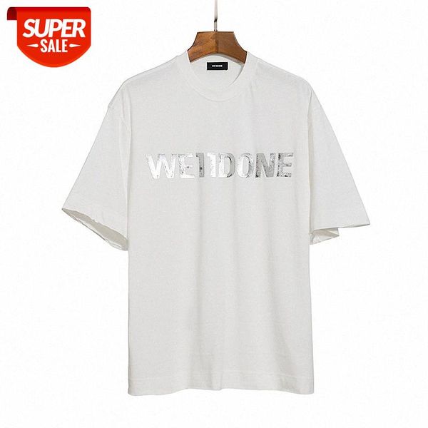 spring and summer we11 silver letters round neck pullover short sleeves #yt3e, White;black
spring and summer we11 silver letters round neck pullover short sleeves #yt3e, White;black
