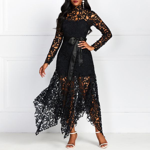 hollow lace elegant evening party dress women irregular plus size long dresses summer lace up mesh bodycon black maxi dress, White
hollow lace elegant evening party dress women irregular plus size long dresses summer lace up mesh bodycon black maxi dress, White