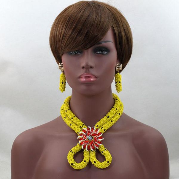earrings & necklace fashion african crystal bridal set costume nigerian wedding yellow beads jewelsry alj540, Silver
earrings & necklace fashion african crystal bridal set costume nigerian wedding yellow beads jewelsry alj540, Silver