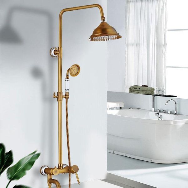 wall mounted bathroom shower faucet 8" head+ handheld sprayer+150cm hose antique brass sets
wall mounted bathroom shower faucet 8" head+ handheld sprayer+150cm hose antique brass sets