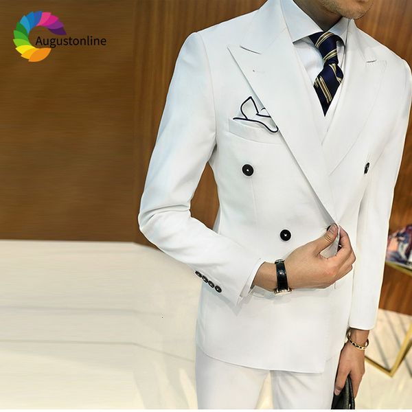 men's suits & blazers double breasted white men for wedding blazer evening party slim fit casual prom tailor made tuxedo man, White;black
men's suits & blazers double breasted white men for wedding blazer evening party slim fit casual prom tailor made tuxedo man, White;black