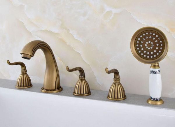bathroom sink faucets vintage retro antique brass widespread 5 holes roman tub bath faucet with telephone style hand held shower head atf243
bathroom sink faucets vintage retro antique brass widespread 5 holes roman tub bath faucet with telephone style hand held shower head atf243