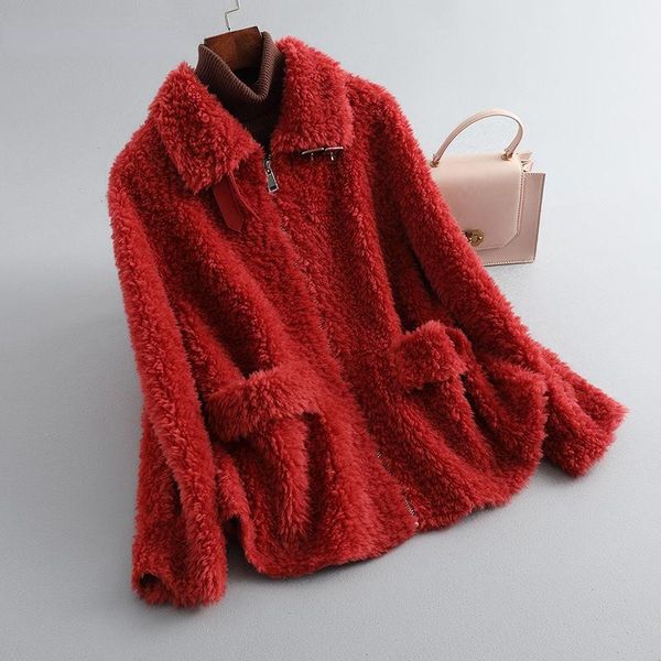 women's fur & faux women winter real lamb sheepskin coat genuine granular sheep shearing jacket turndown collar female wool outwear x60, Black
women's fur & faux women winter real lamb sheepskin coat genuine granular sheep shearing jacket turndown collar female wool outwear x60, Black