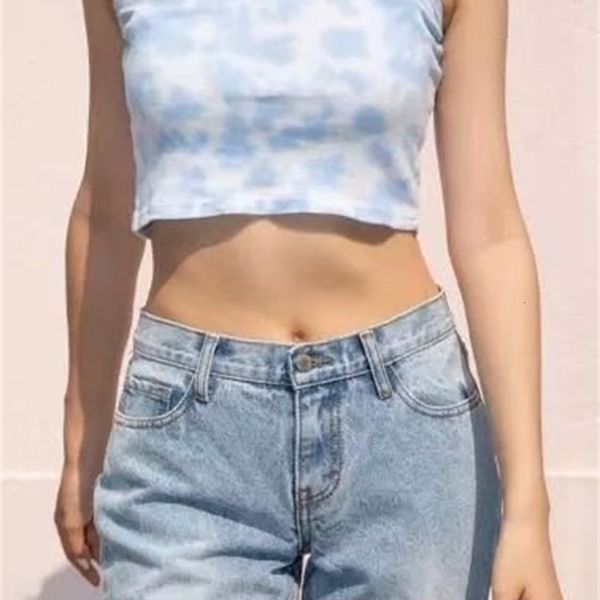 women's sweaters women knitted vest summer tie dye tank camisole slim crop top, White;black
women's sweaters women knitted vest summer tie dye tank camisole slim crop top, White;black
