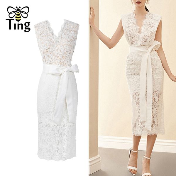 v neck summer bodycon lace knee length office work dress with bowknot sashes party dresses tight fitness vestidos z 210513, Black;gray
v neck summer bodycon lace knee length office work dress with bowknot sashes party dresses tight fitness vestidos z 210513, Black;gray