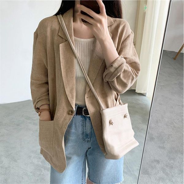 women's suits & blazers 2021 spring british style thin linen suit casual versatile cotton small coat, White;black
women's suits & blazers 2021 spring british style thin linen suit casual versatile cotton small coat, White;black