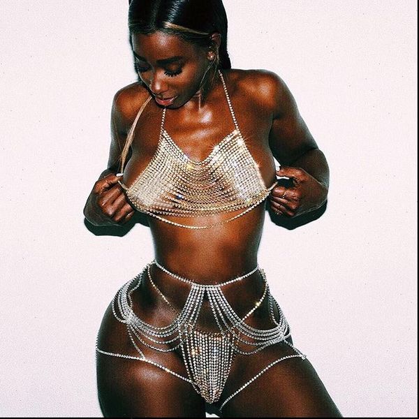 womens tracksuits two piece set shiny diamante halter hollow out see through crop waist chain high cut panties, Gray
womens tracksuits two piece set shiny diamante halter hollow out see through crop waist chain high cut panties, Gray