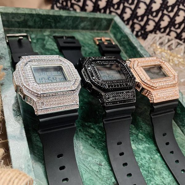 wristwatches fashion full diamonds men square watches for women sparkly electronic digital watch 100% real waterproof rubber wristwatch, Slivery;brown
wristwatches fashion full diamonds men square watches for women sparkly electronic digital watch 100% real waterproof rubber wristwatch, Slivery;brown