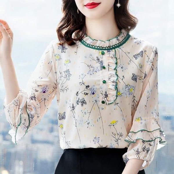 women's blouses & shirts casual blouse flower print chiffon loose women oversized cotton and linen vintage streetwear tunic tees, White
women's blouses & shirts casual blouse flower print chiffon loose women oversized cotton and linen vintage streetwear tunic tees, White