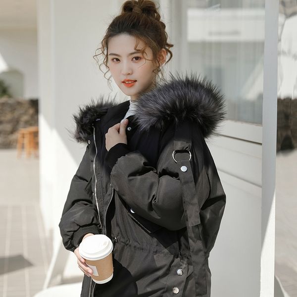 191# down cotton padded jacket women's short large wool collar fashion small man dongdamen korean parker, Black
191# down cotton padded jacket women's short large wool collar fashion small man dongdamen korean parker, Black